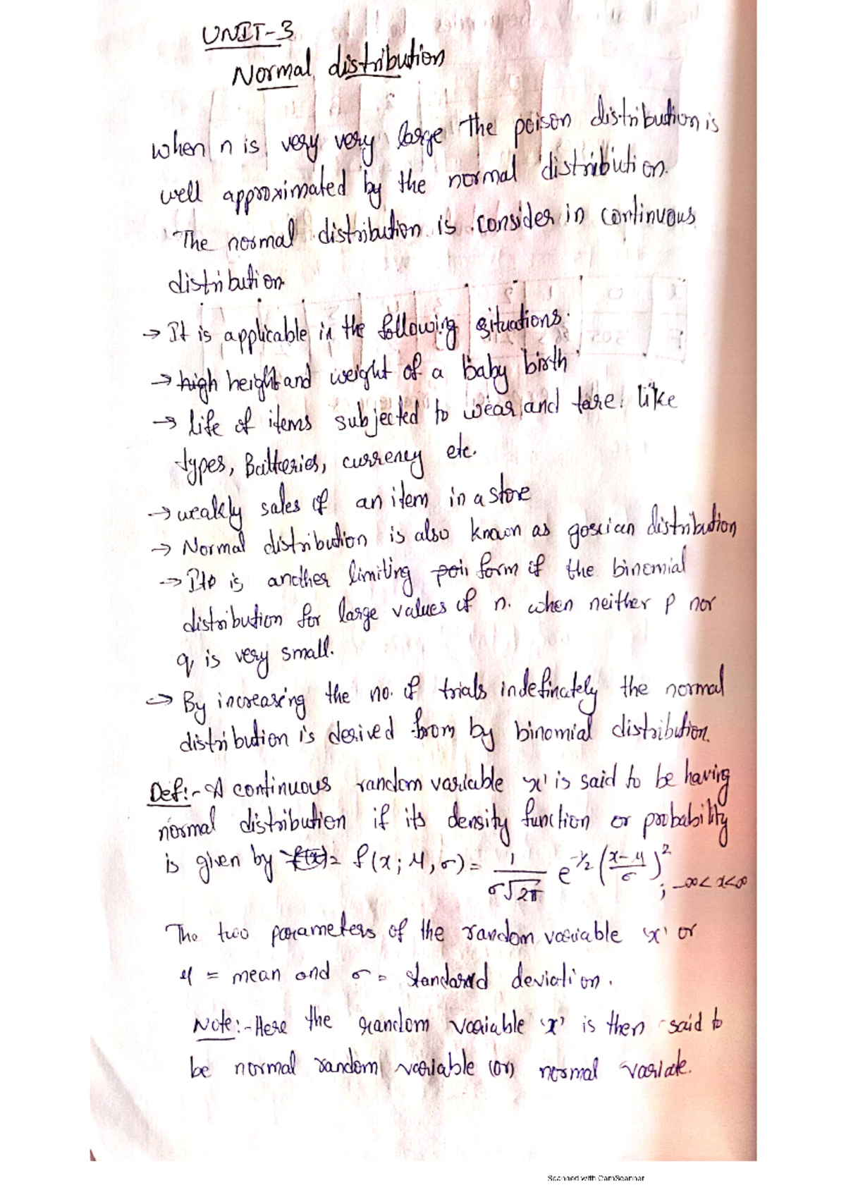 Msf unit 3 mathematical and statistical foundations normal