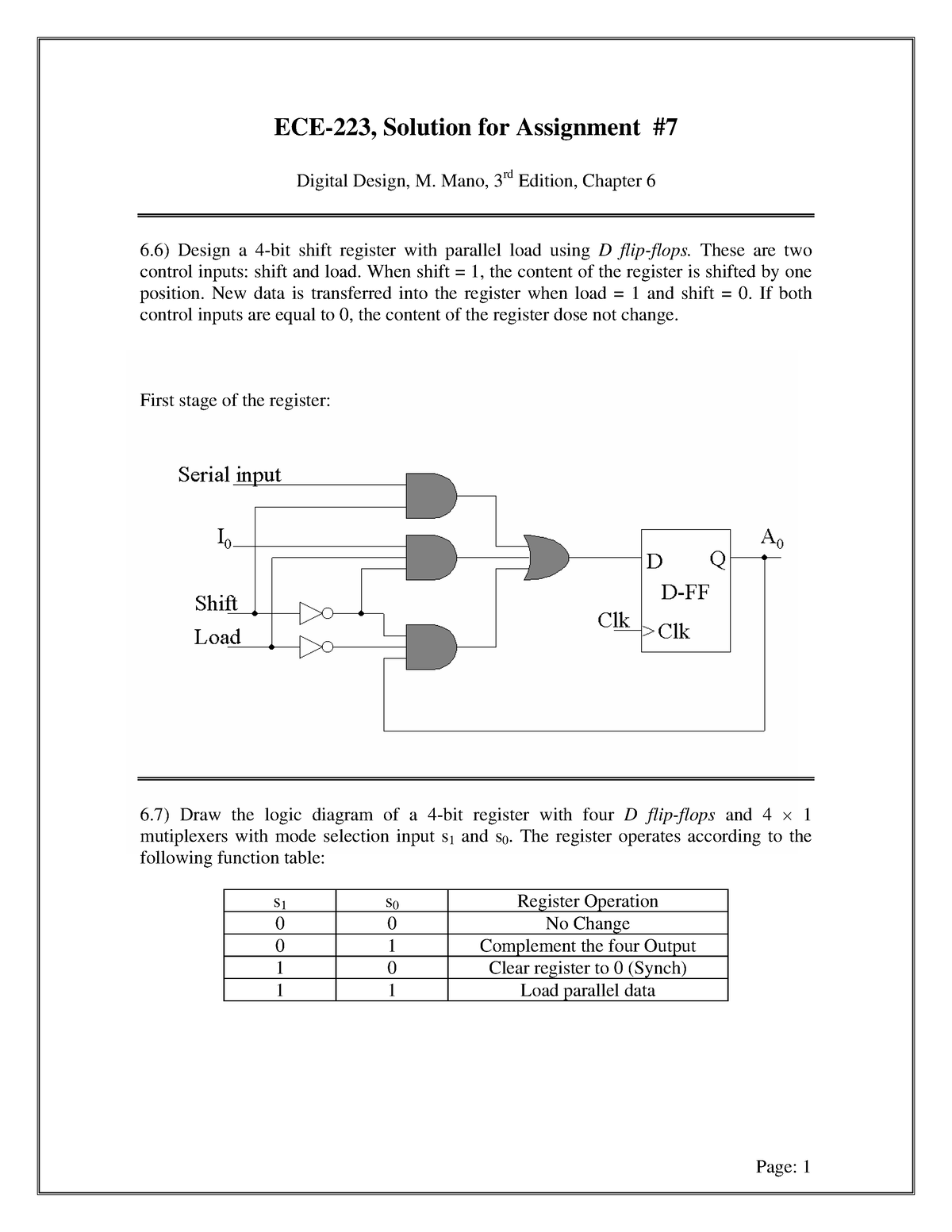 Assignment 7 Solution 3rd Edition - ECE-223, Solution For Assignment ...