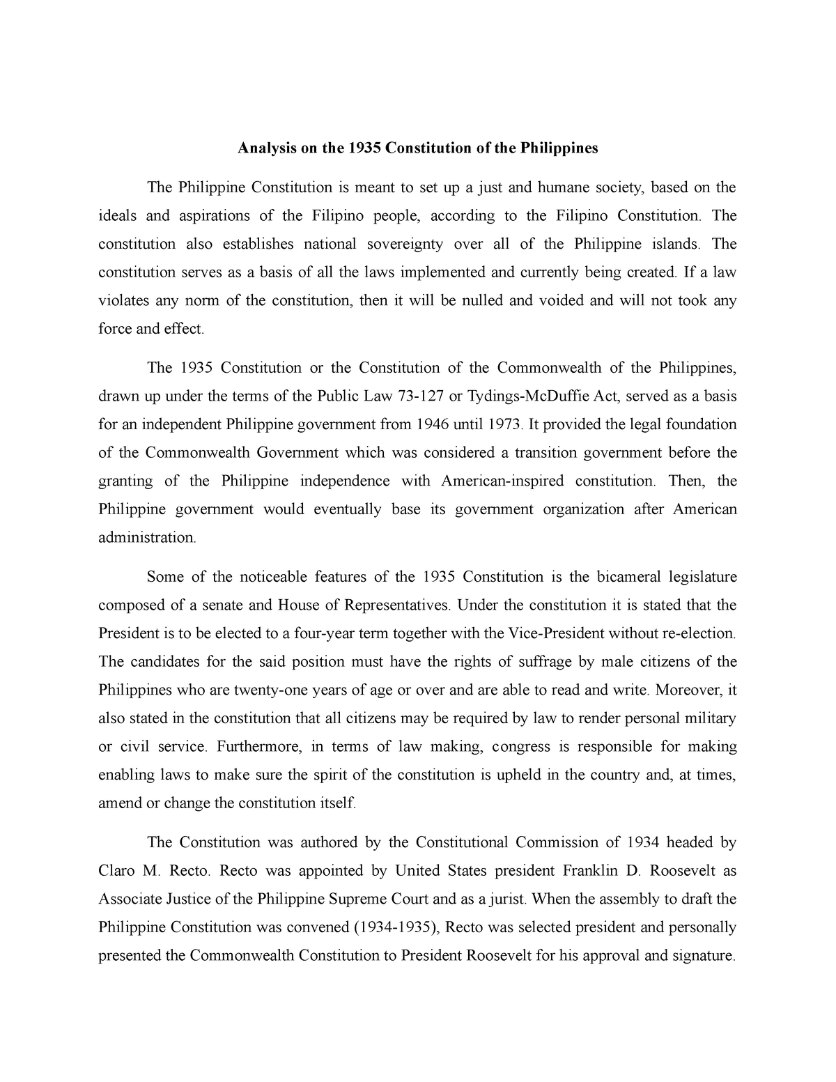 essay questions about philippine constitution
