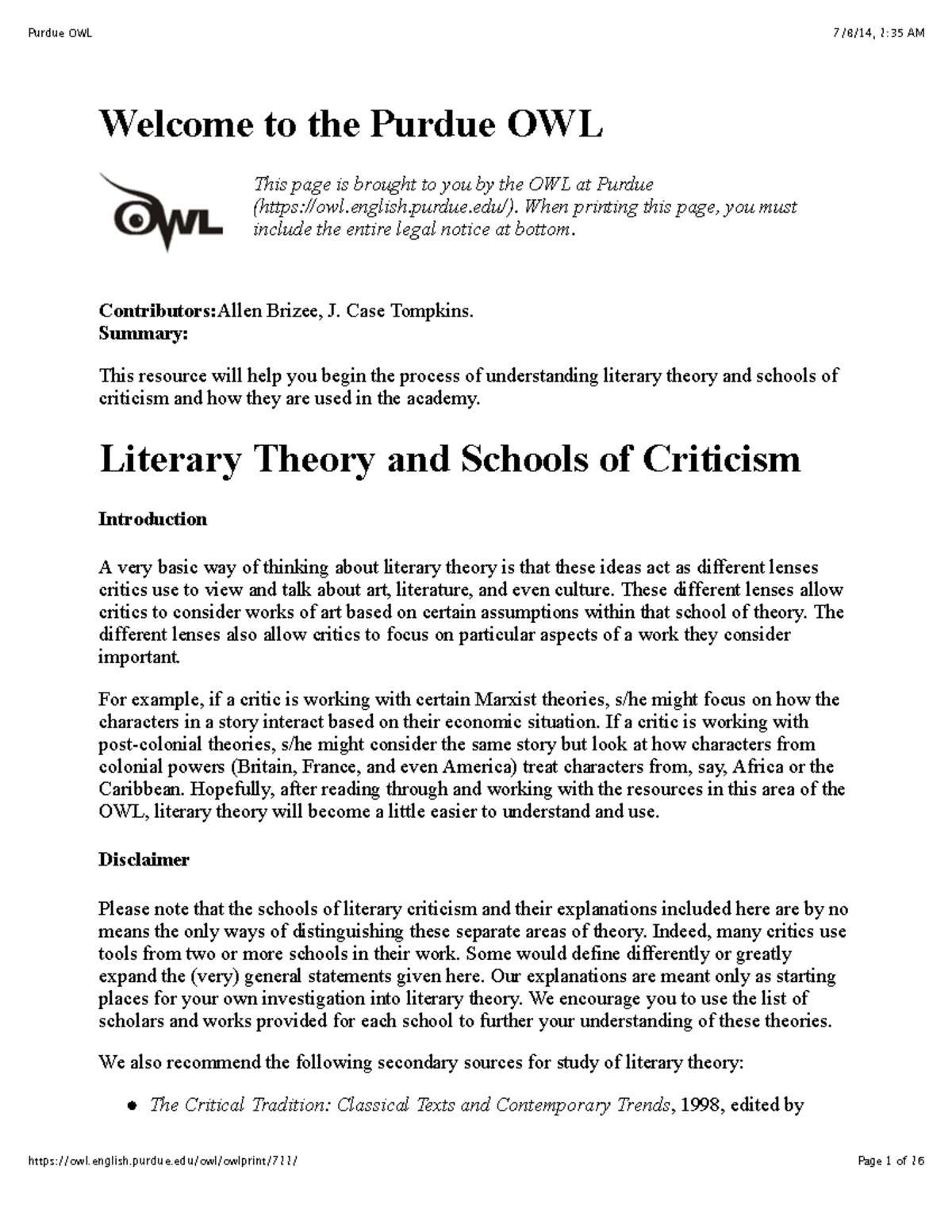 purdue owl literary analysis essay