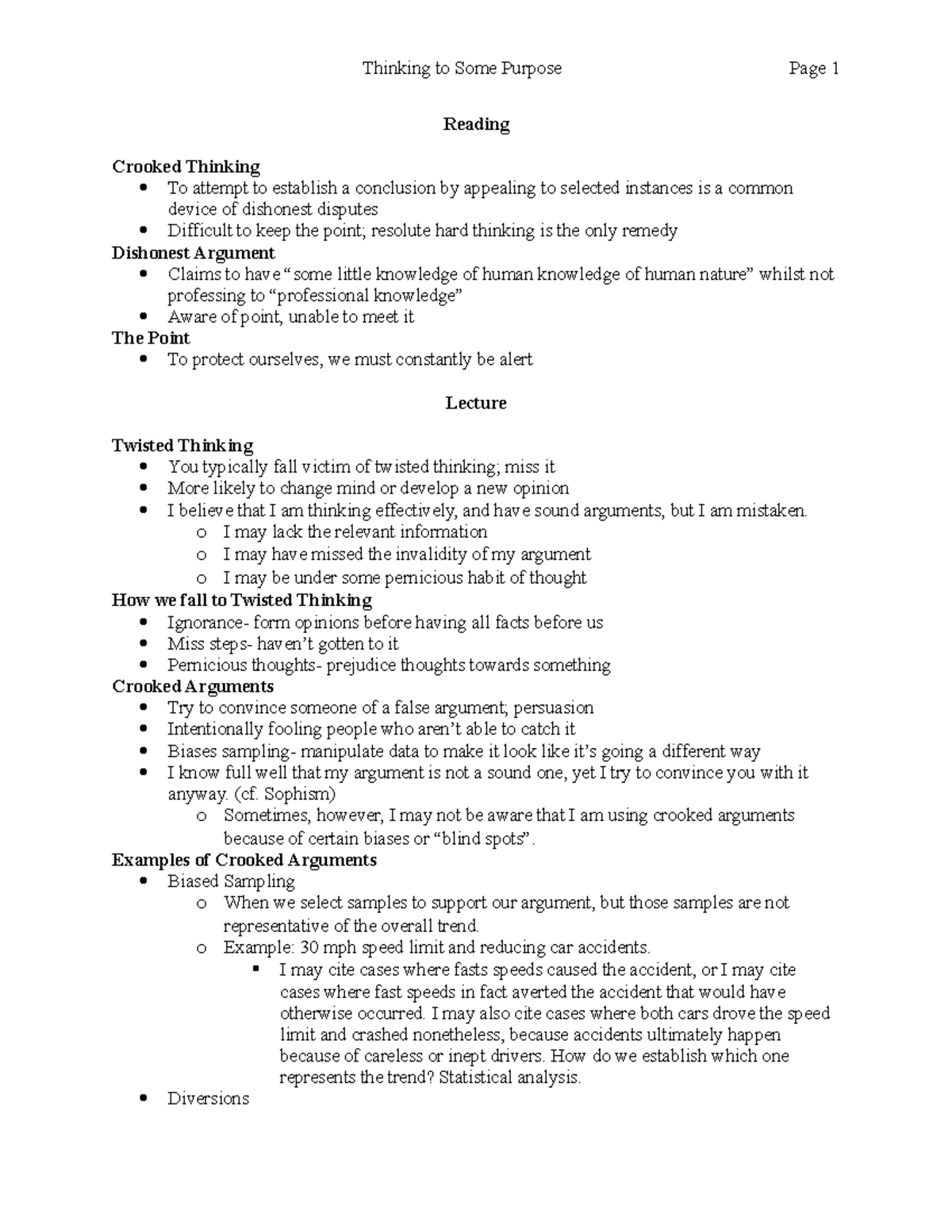 Thinking to Some Purpose - Thinking to Some Purpose Page 1 Reading ...