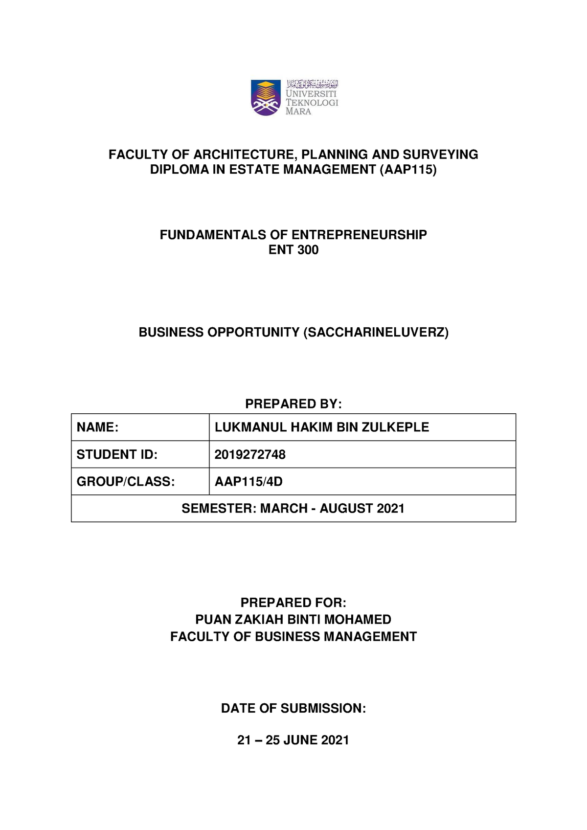 fundamentals of entrepreneurship assignment