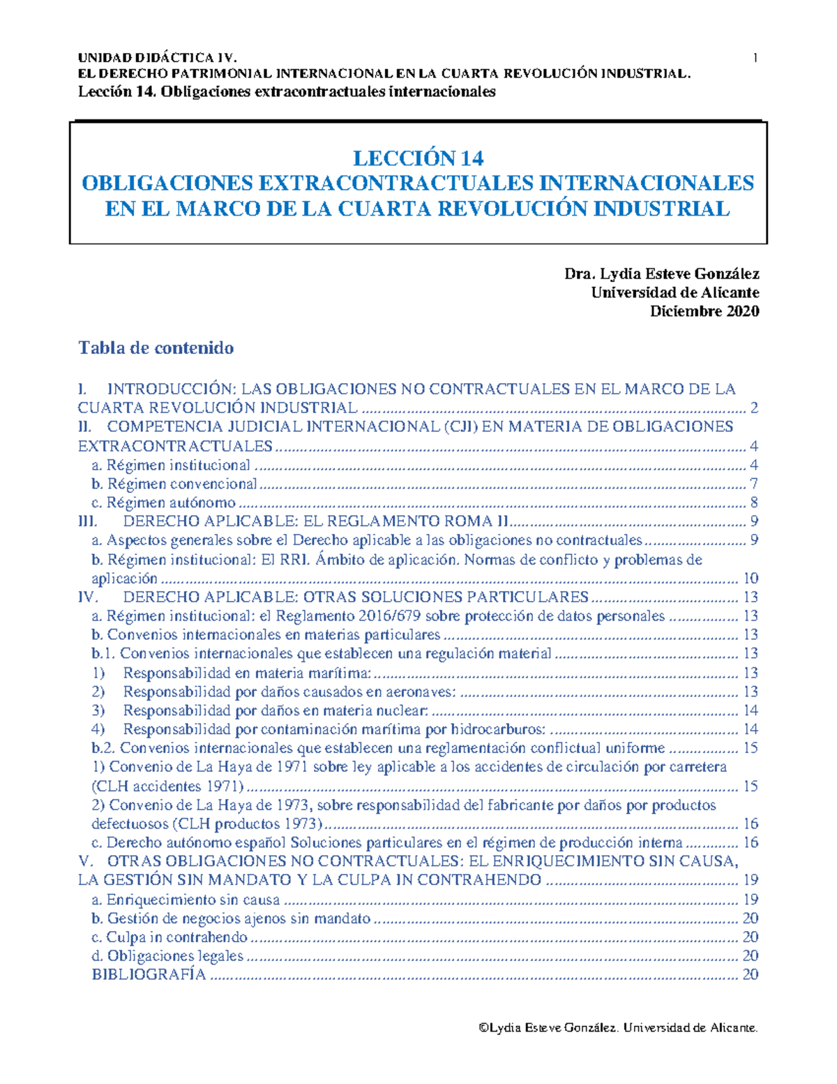 Lecci N Obligaciones Extracontractuales En Dipr Unidad Did Ctica Iv El Derecho