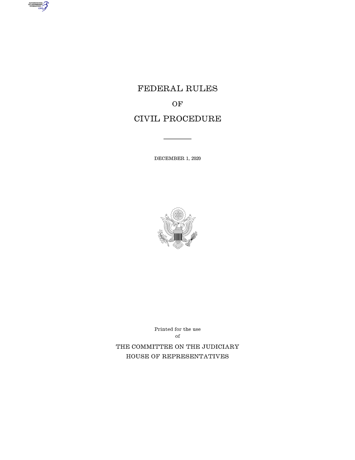 Federal Rules Of Civil Procedure - December 2020 0 - FEDERAL RULES OF ...