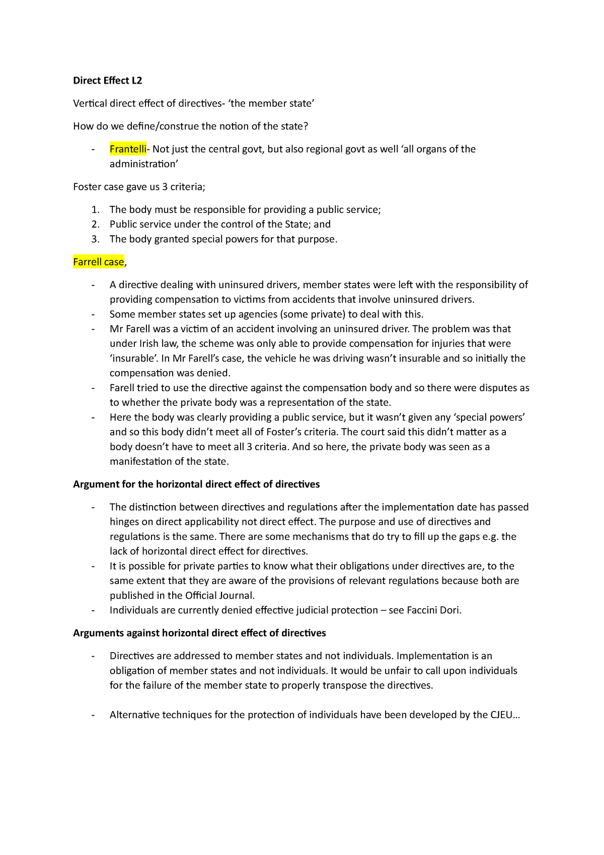 Direct Effect L2 - Direct Effect L Vertical direct effect of directives ...