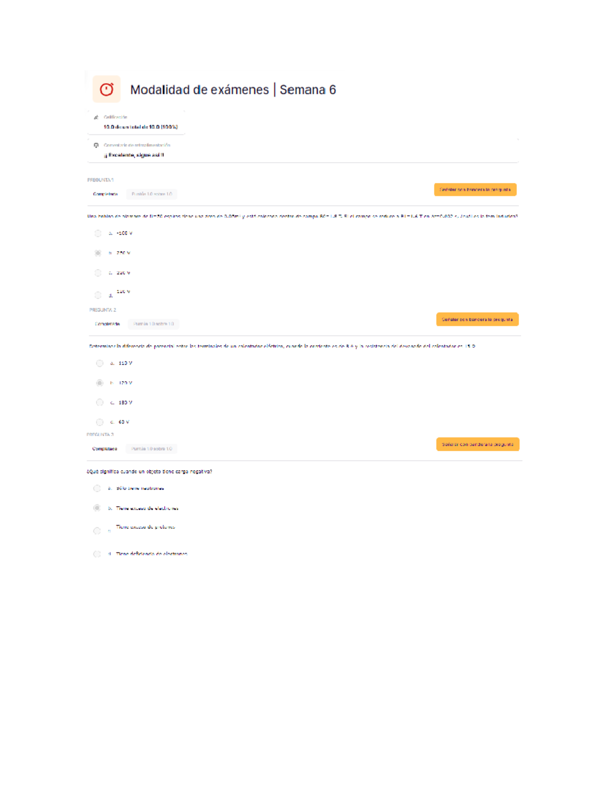 Examen semana 6 - Modalidad de exámenes Semana 6 0 Calificación 10 de ...
