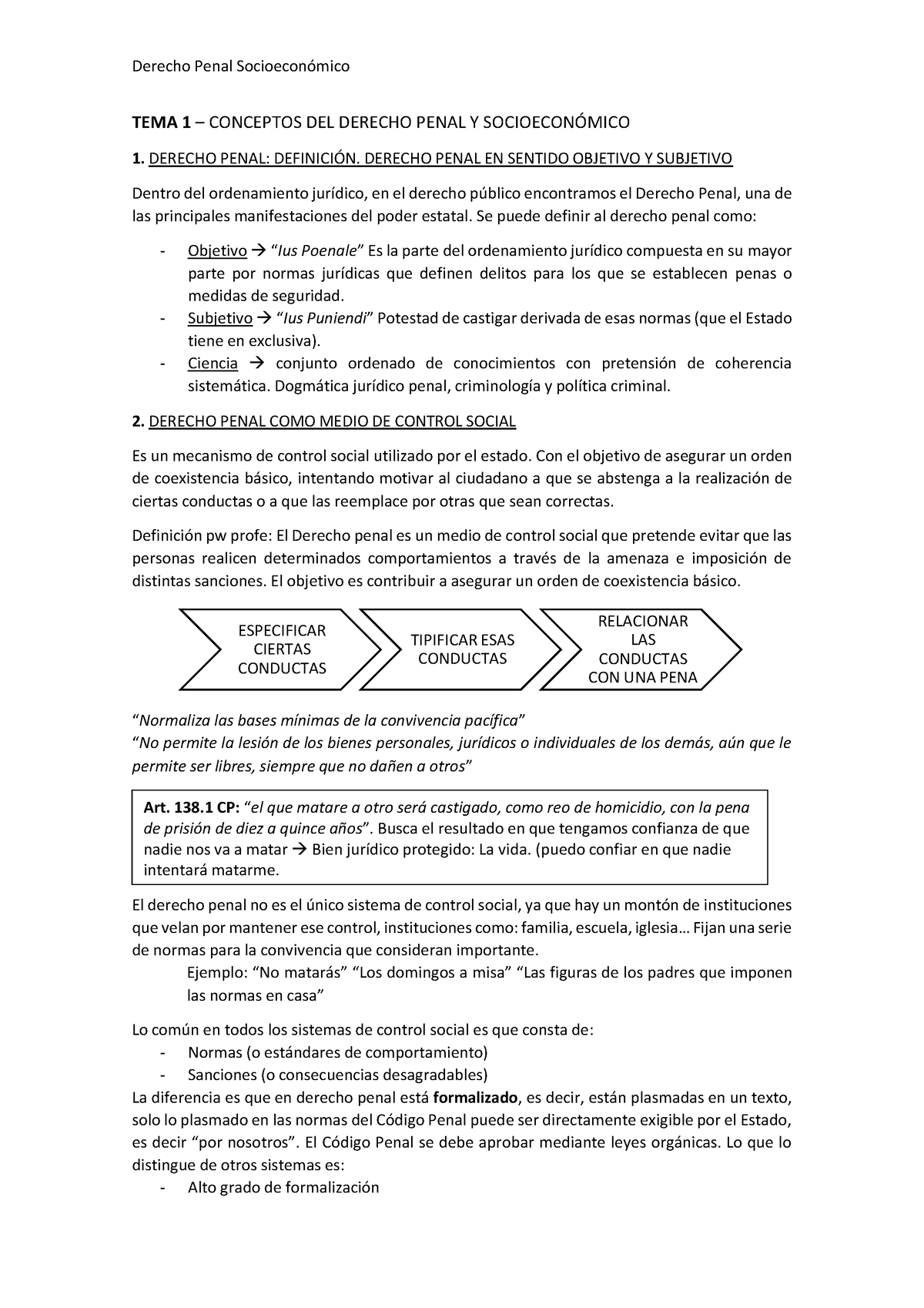 Apuntes Derecho Penal - TEMA 1 – CONCEPTOS DEL DERECHO PENAL Y ...