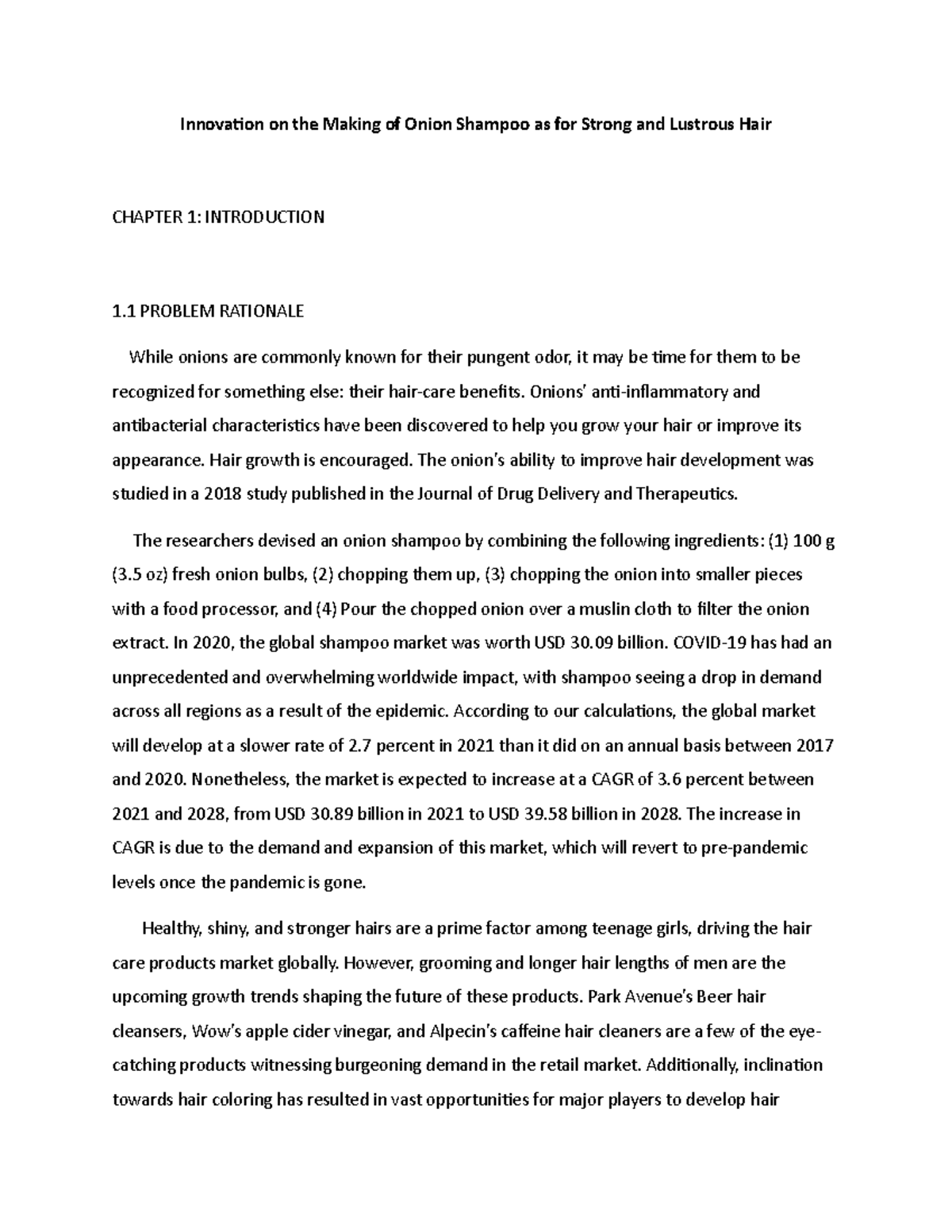 Onion shampoo Onions' antiinflammatory and antibacterial