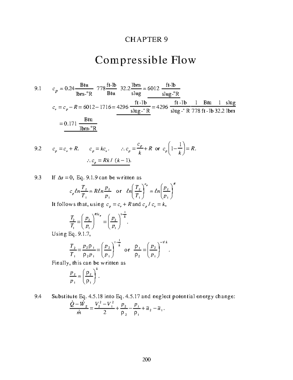 Chapter 09 - CHA PTER 9 Compressible Flow 9 0 4 Btu 778 Ft-lb32. 2 Lbm ...