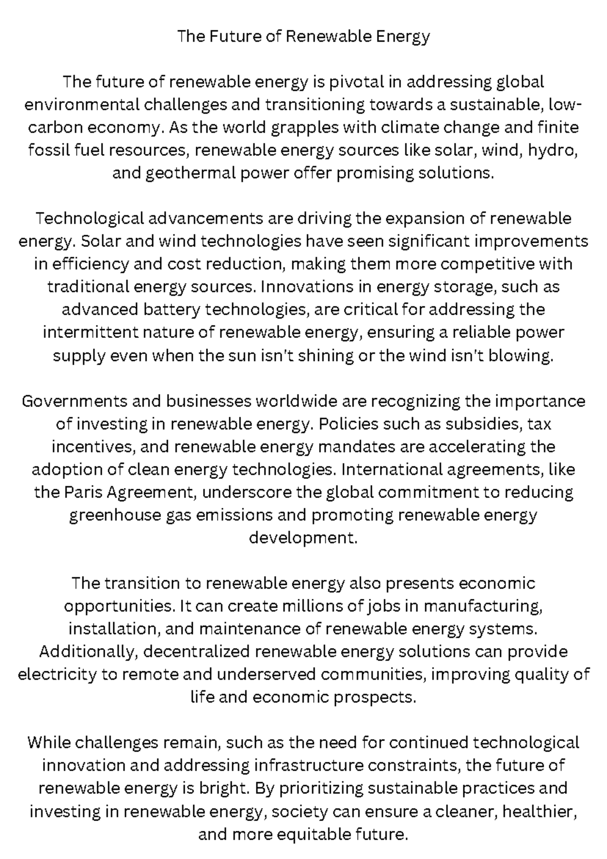 Add a little bit of body text - The Future of Renewable Energy The ...
