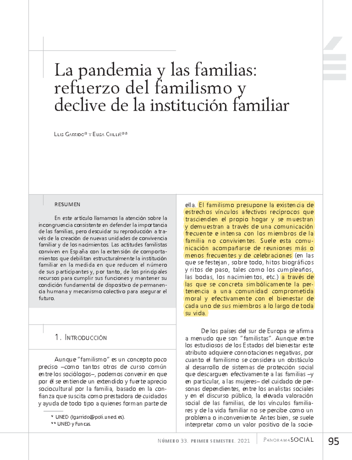 Tema V. El impacto de la pandemia en las familias españolas - Número 33 ...