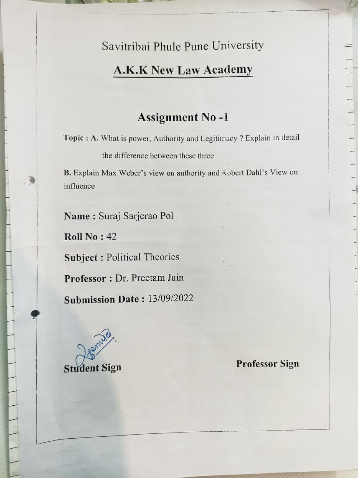 assignment of political science ba 1st year