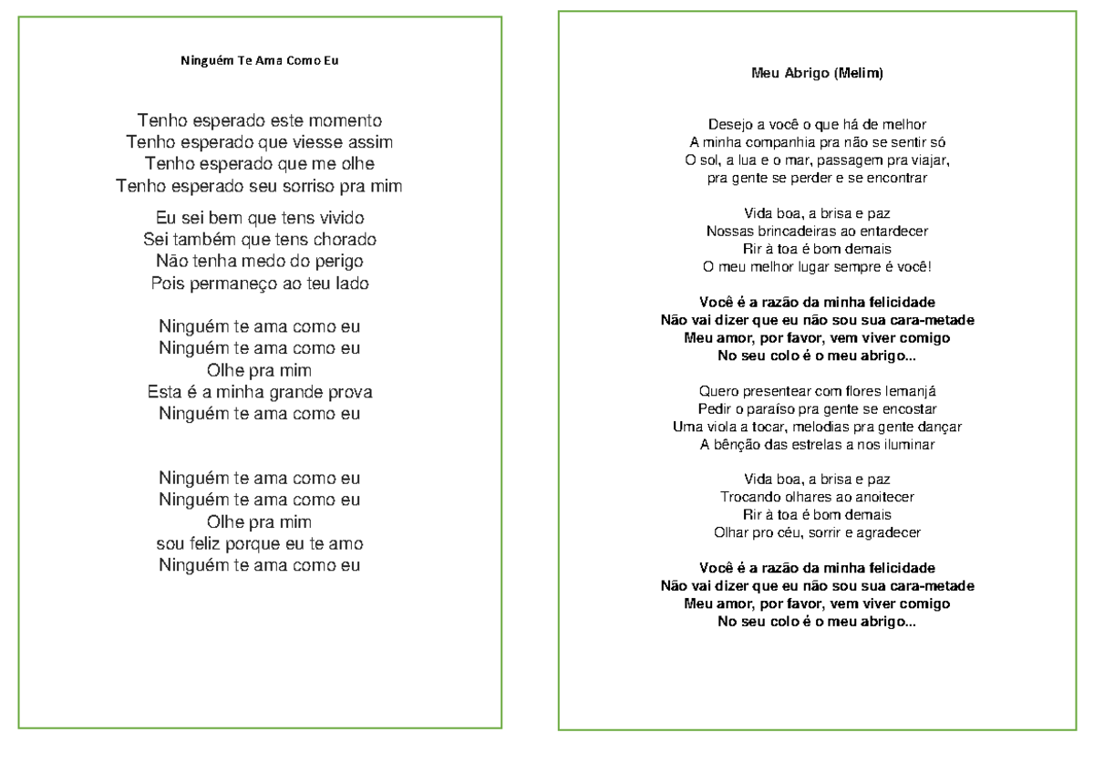 Letra da música - oljh - Meu Abrigo (Melim) Desejo a você o que há de ...