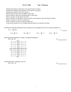 Test Review For Algebra Mat 1033 Studocu