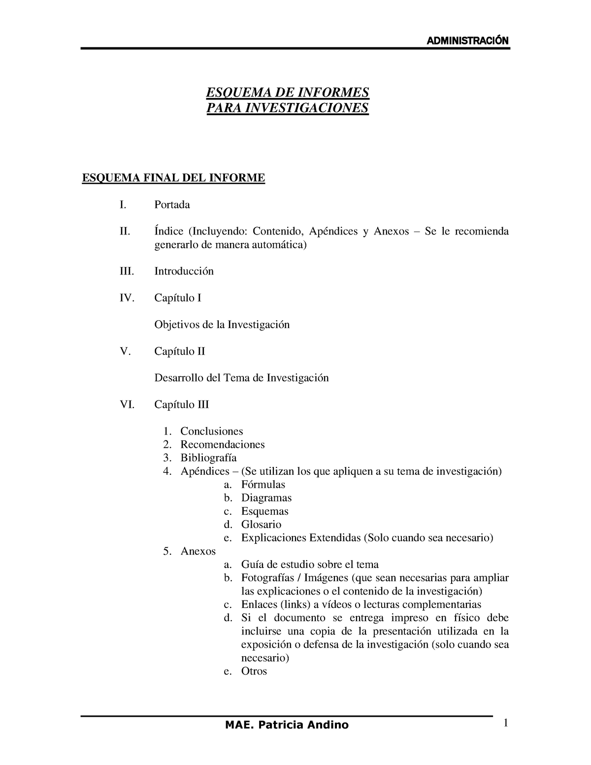 Esquema De Informe Investigación Actualizado Esquema De Informes Para Investigaciones Esquema 2130