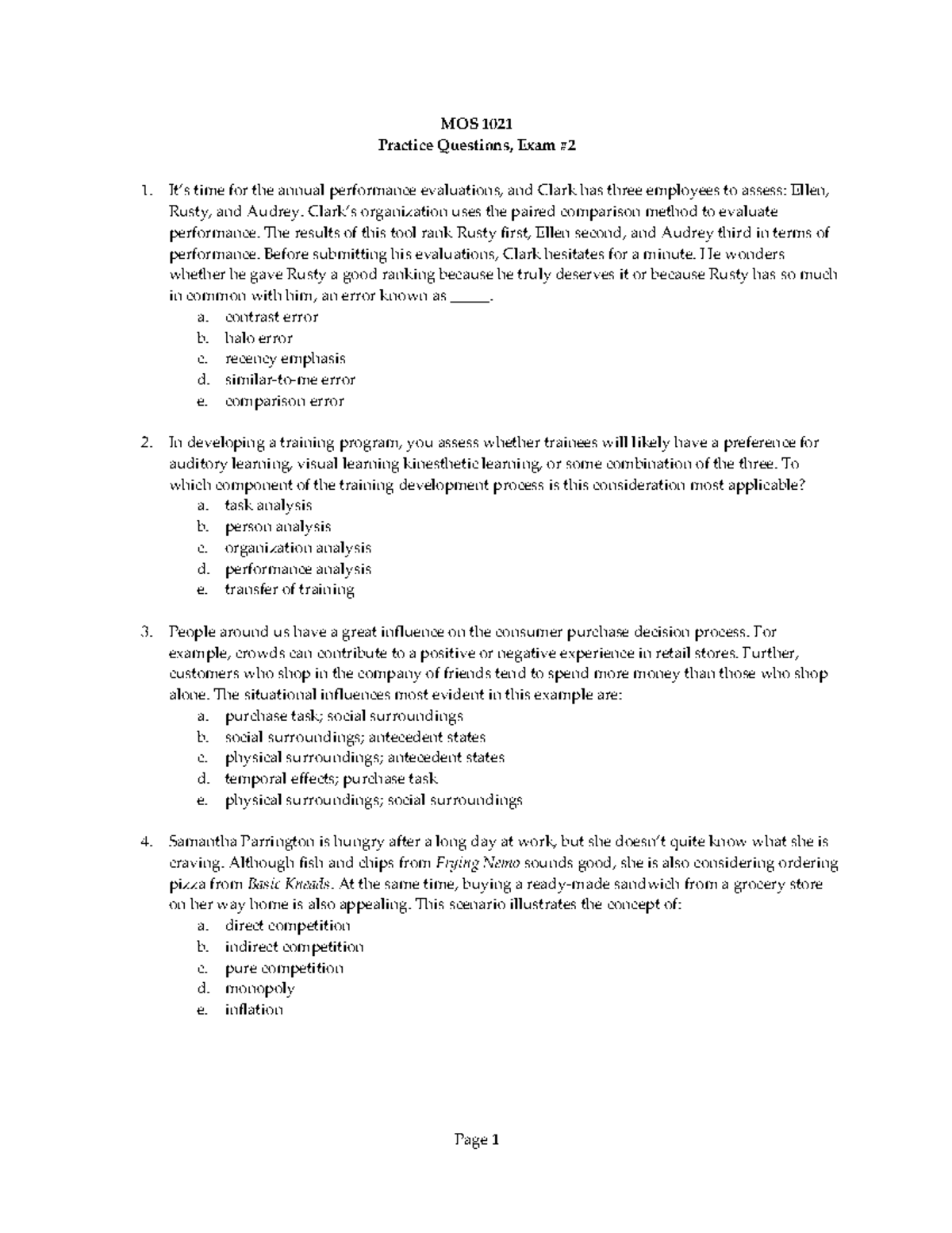 MOS+1021+Exam+2+Review+Questions - MOS 1021 Practice Questions, Exam ... image.
