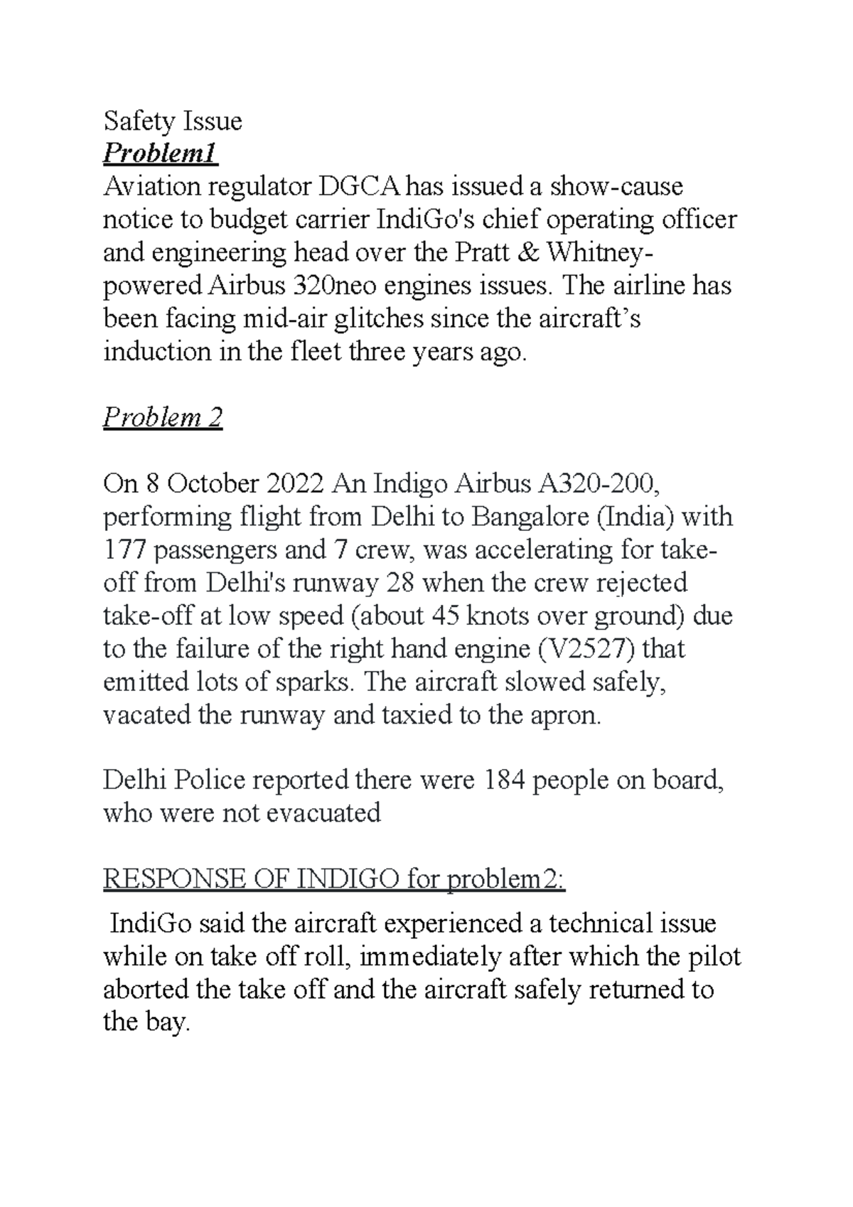Safety Issuecia - bh. jbbnj - Safety Issue Problem Aviation regulator ...