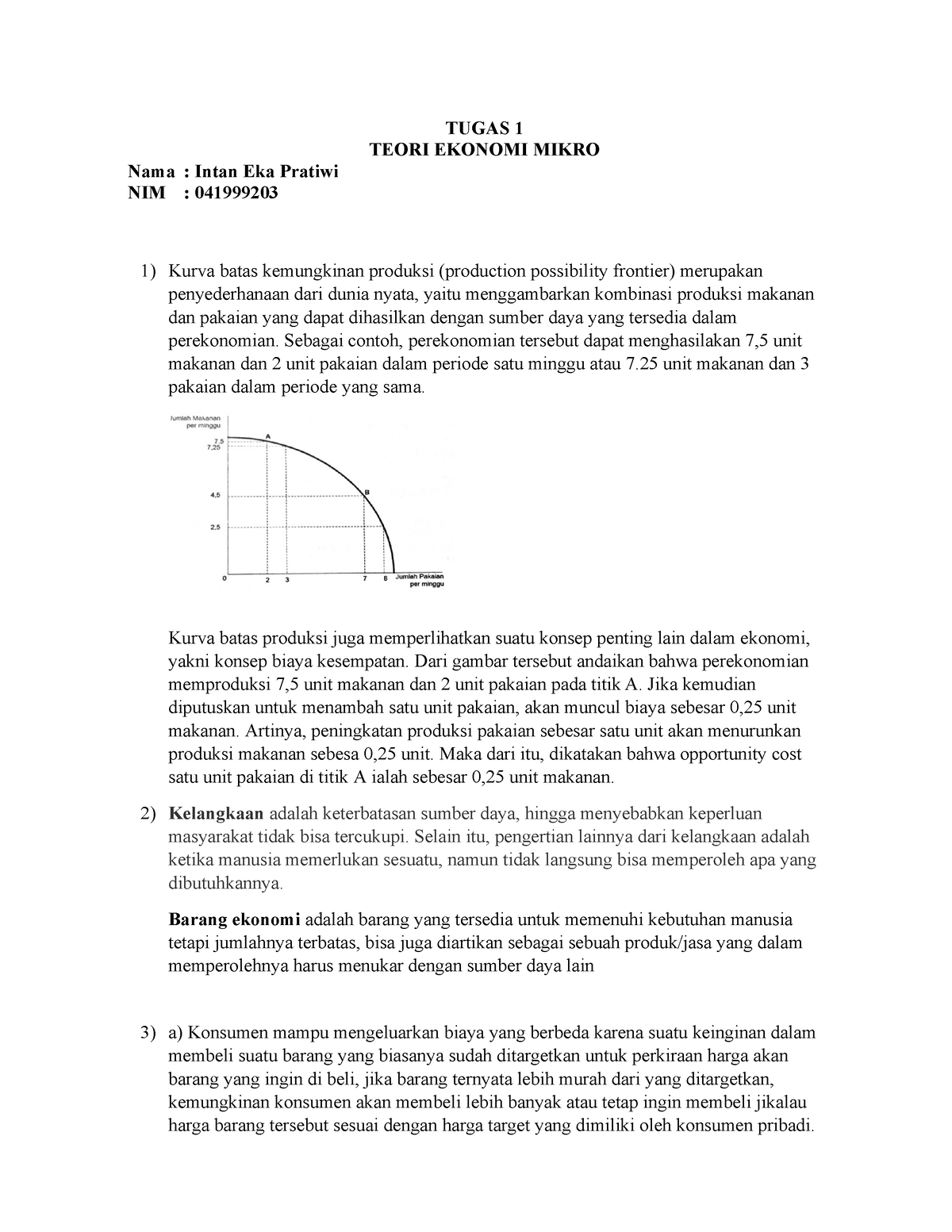 Tugas 1 Teori Ekonomi Mikro Tugas 1 Teori Ekonomi Mikro Nama
