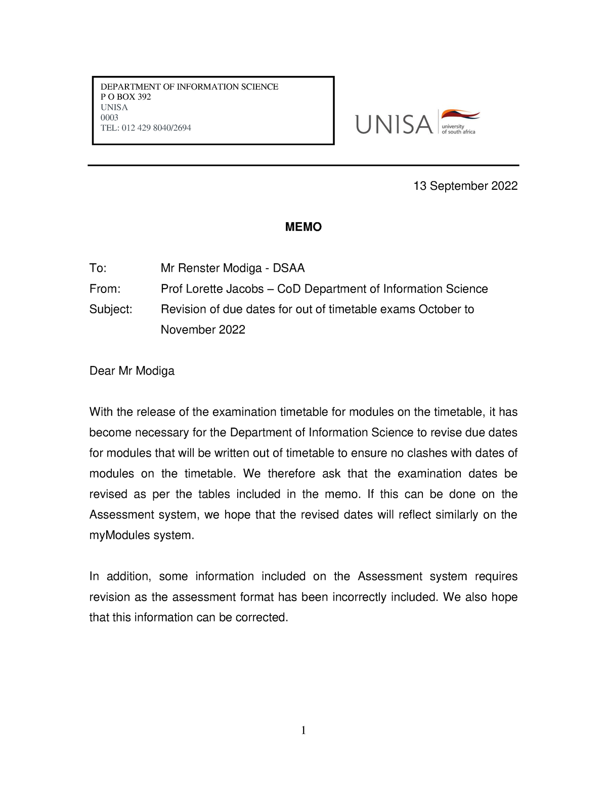 unisa assignment 2 due date