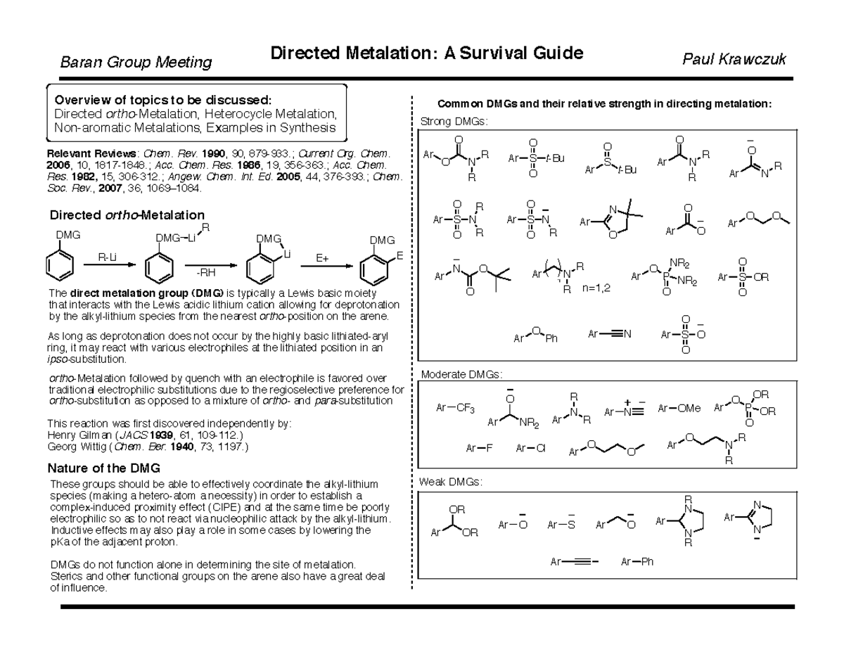 Directed ortho-metalation - Directed ortho-Metalation DMG R-Li DMG Li R ...