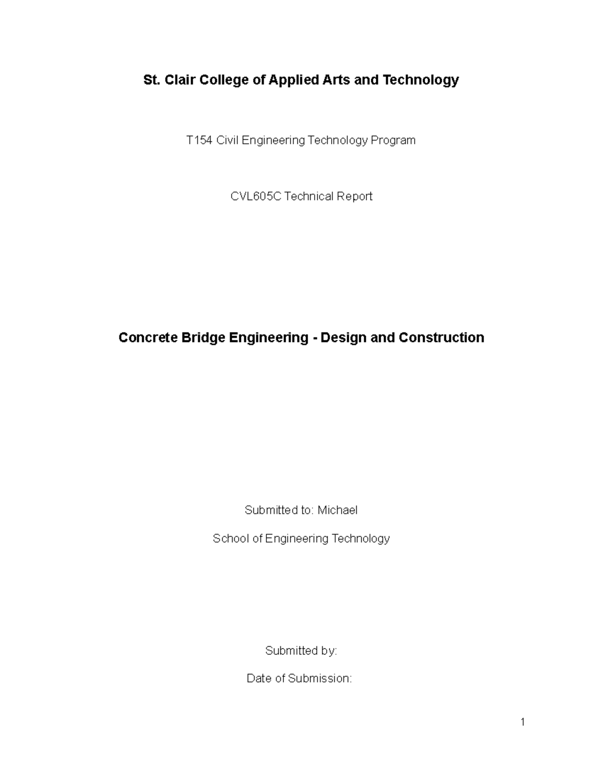 Copy of Concrete Bridge Enginnering - 1 St. Clair College of Applied ...