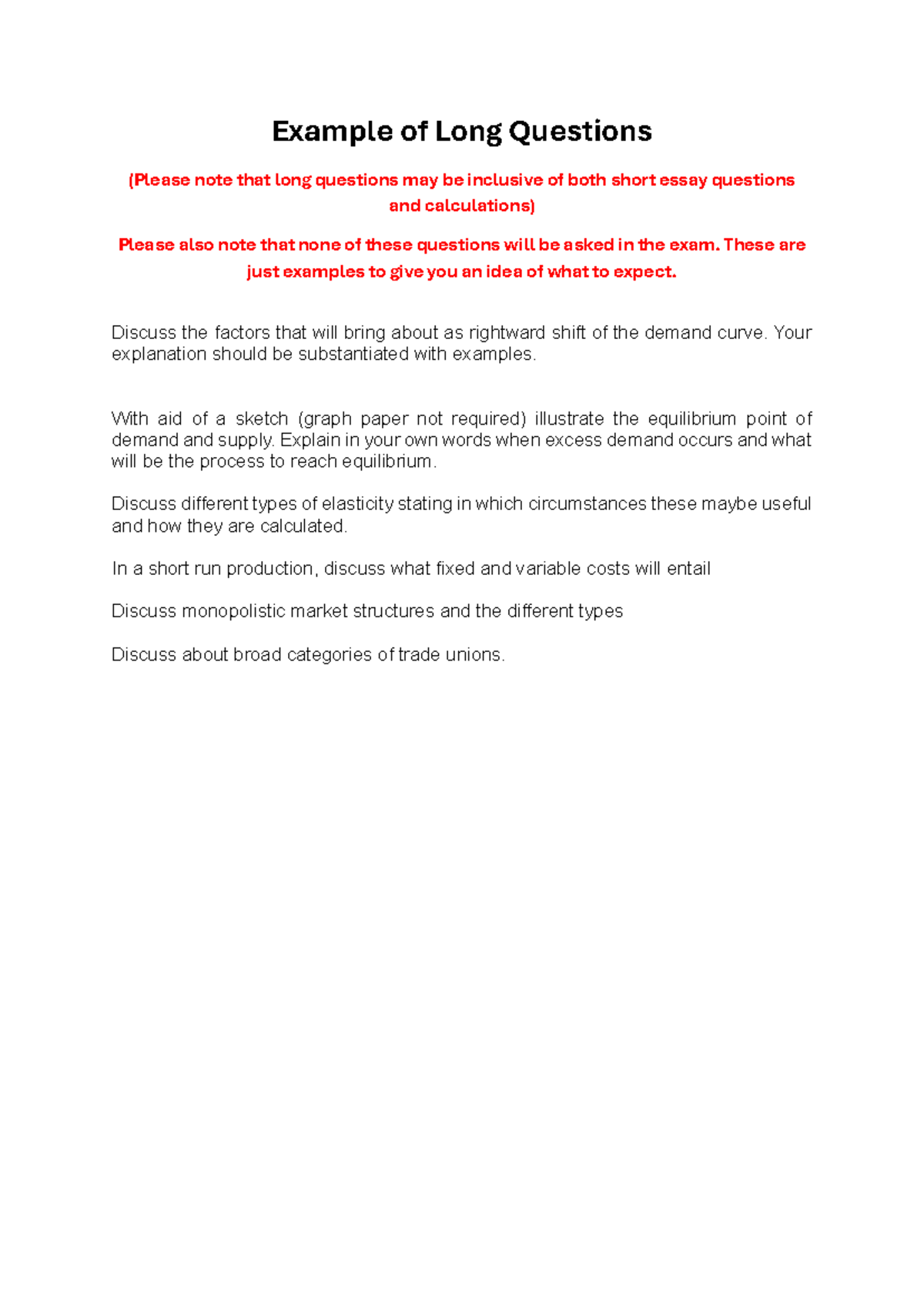 CEC260S Mock Long Questions Examples - Example of Long Questions ...