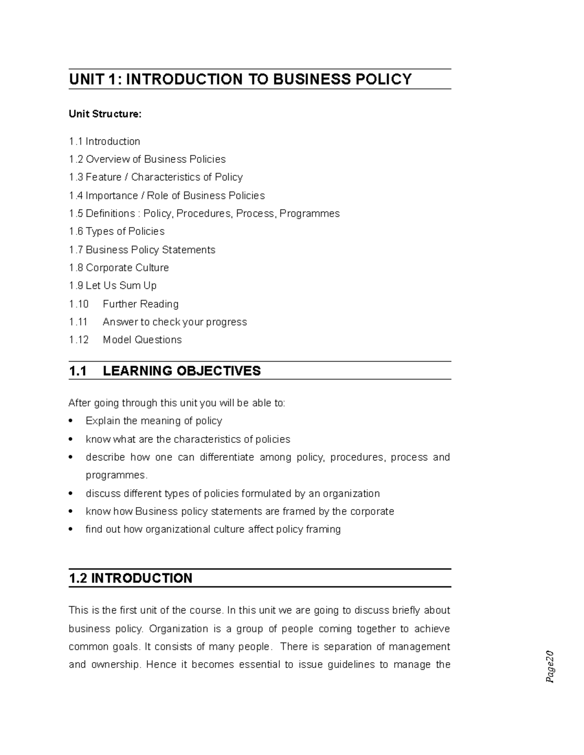 Unit 1 - strategic management material for students to reading and ...