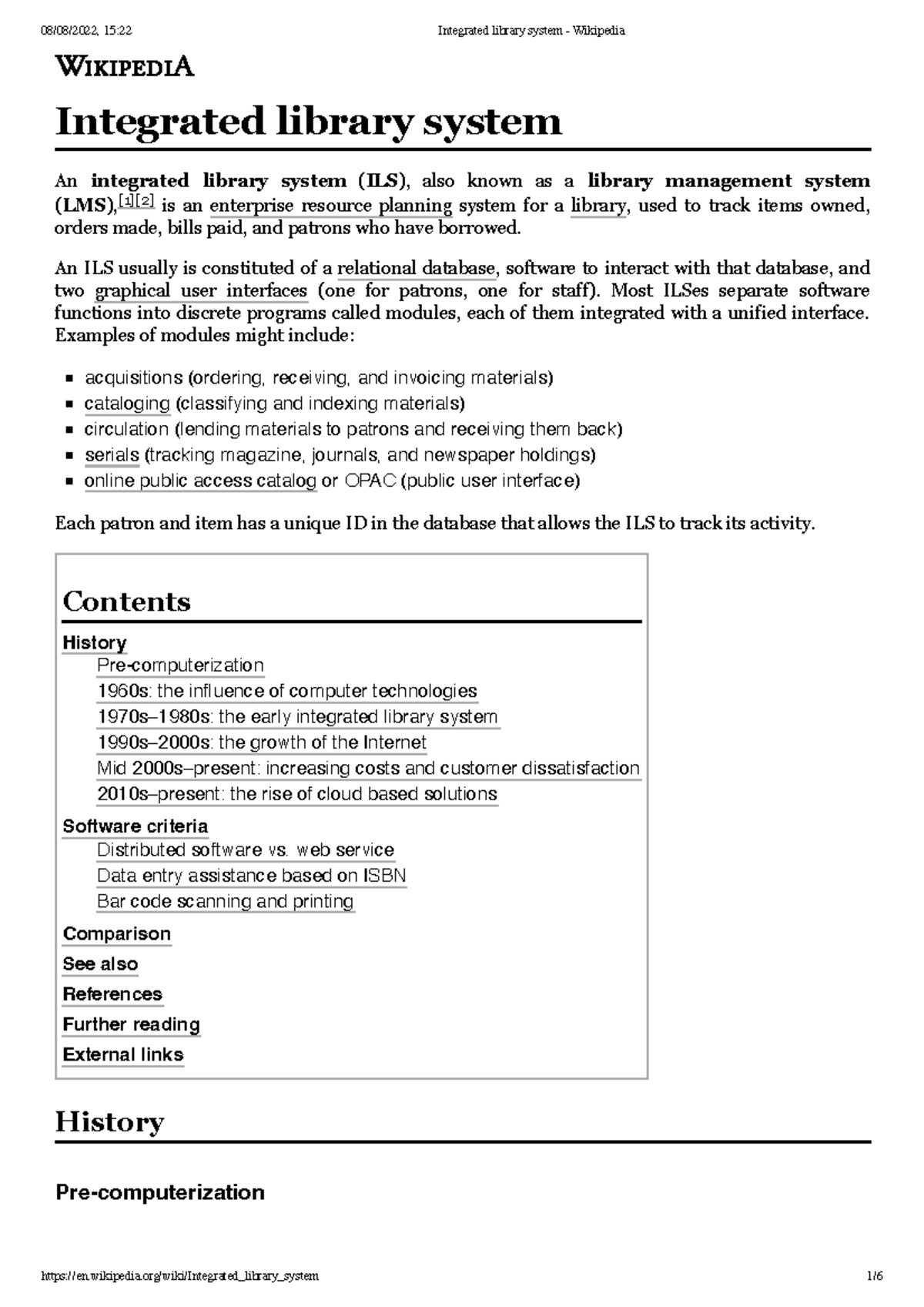 Integrated library system Wikipedia Integrated library system An