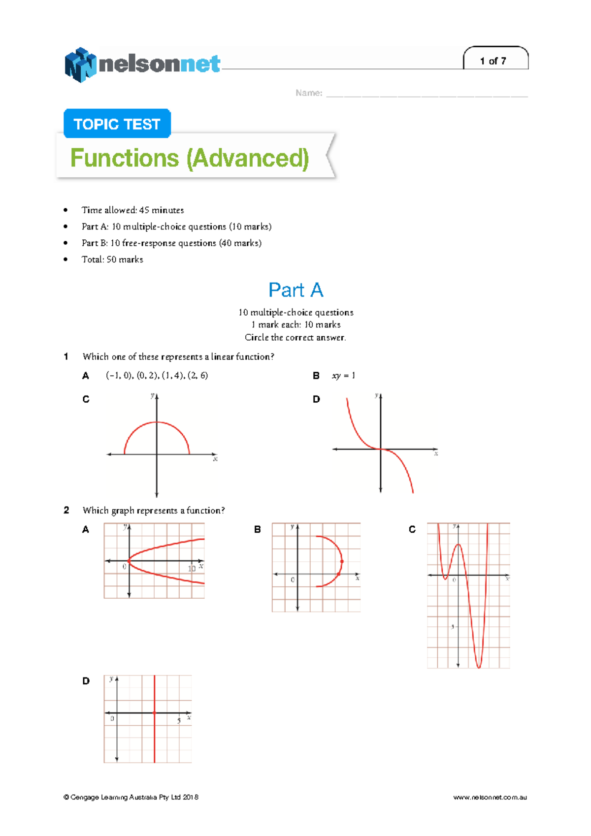 Practice question - Name: __________________________________ TOPIC TEST ...