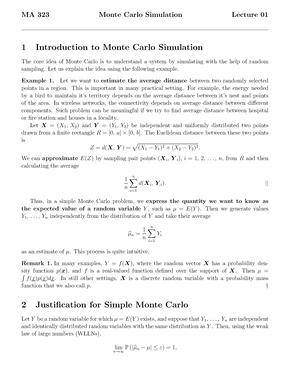 Lecture 02 - Monte Carlo Methods - MA 323 Monte Carlo Simulation ...