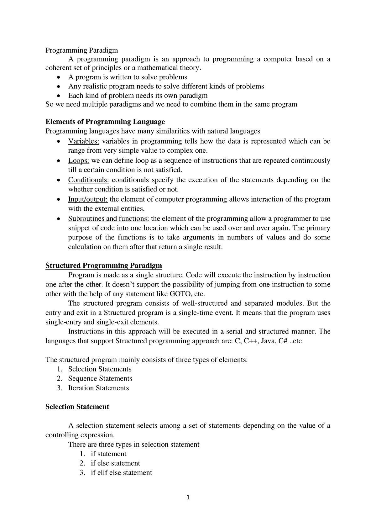 UNIT I APP - APP UNIT 1 - Programming Paradigm A programming paradigm ...