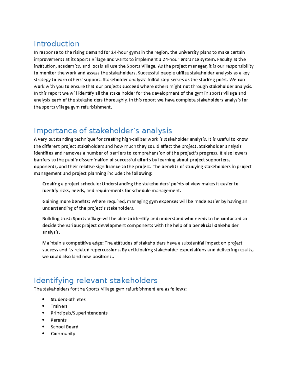 Stakeholders - as the - Introduction In response to the rising demand ...