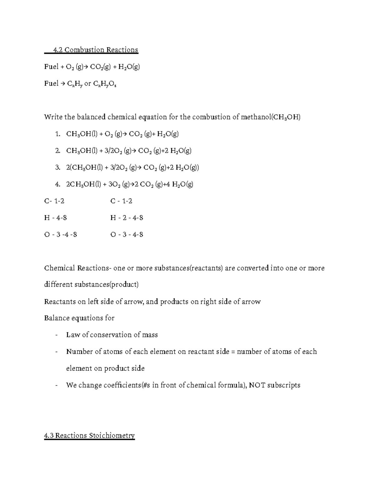 Chapter 4 balancing chemical reactions 4 Combustion Reactions Fuel