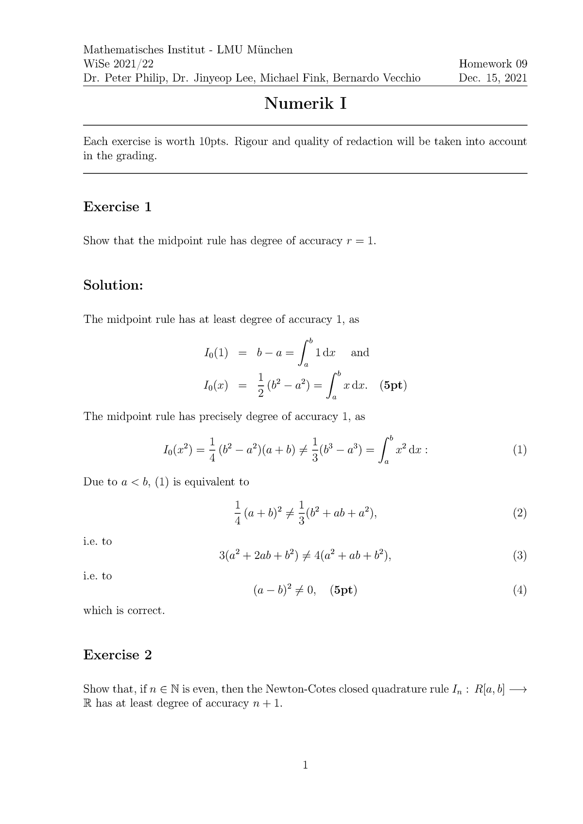 correction of the homework or homework correction