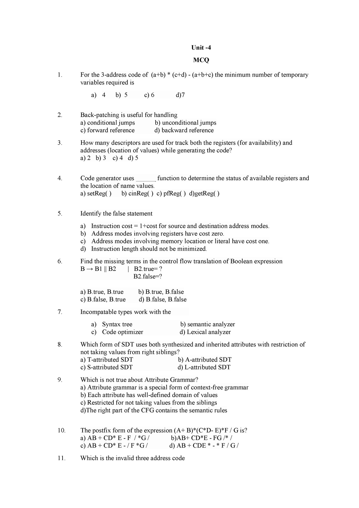 unit-4-multiple-choice-questions-unit-mcq-for-the-3-address-code-of