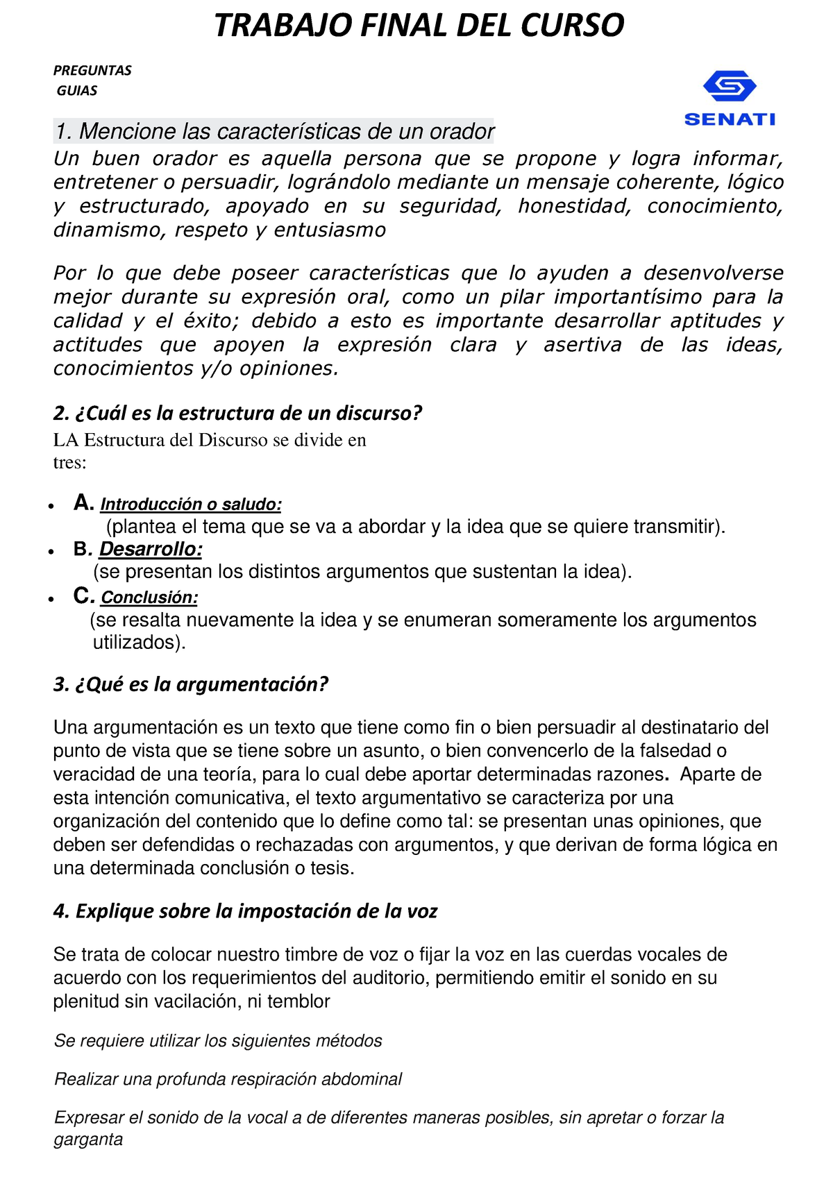 Trabajo Final DEL Curso Comunicacion - TRABAJO FINAL DEL CURSO ...