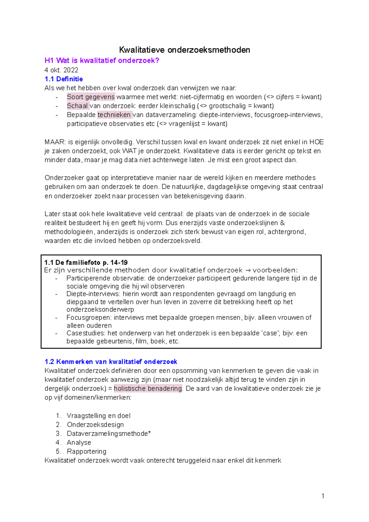 Kwalitatieve Onderzoeksmethoden - 2022 1 Definitie Als We Het Hebben ...