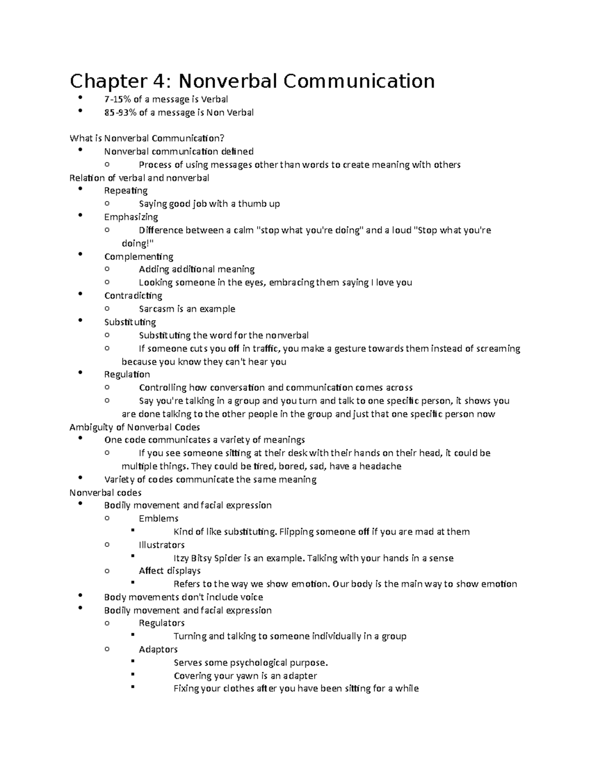 Chapter 4 - Professor Crowley - Chapter 4: Nonverbal Communication 7-15 ...