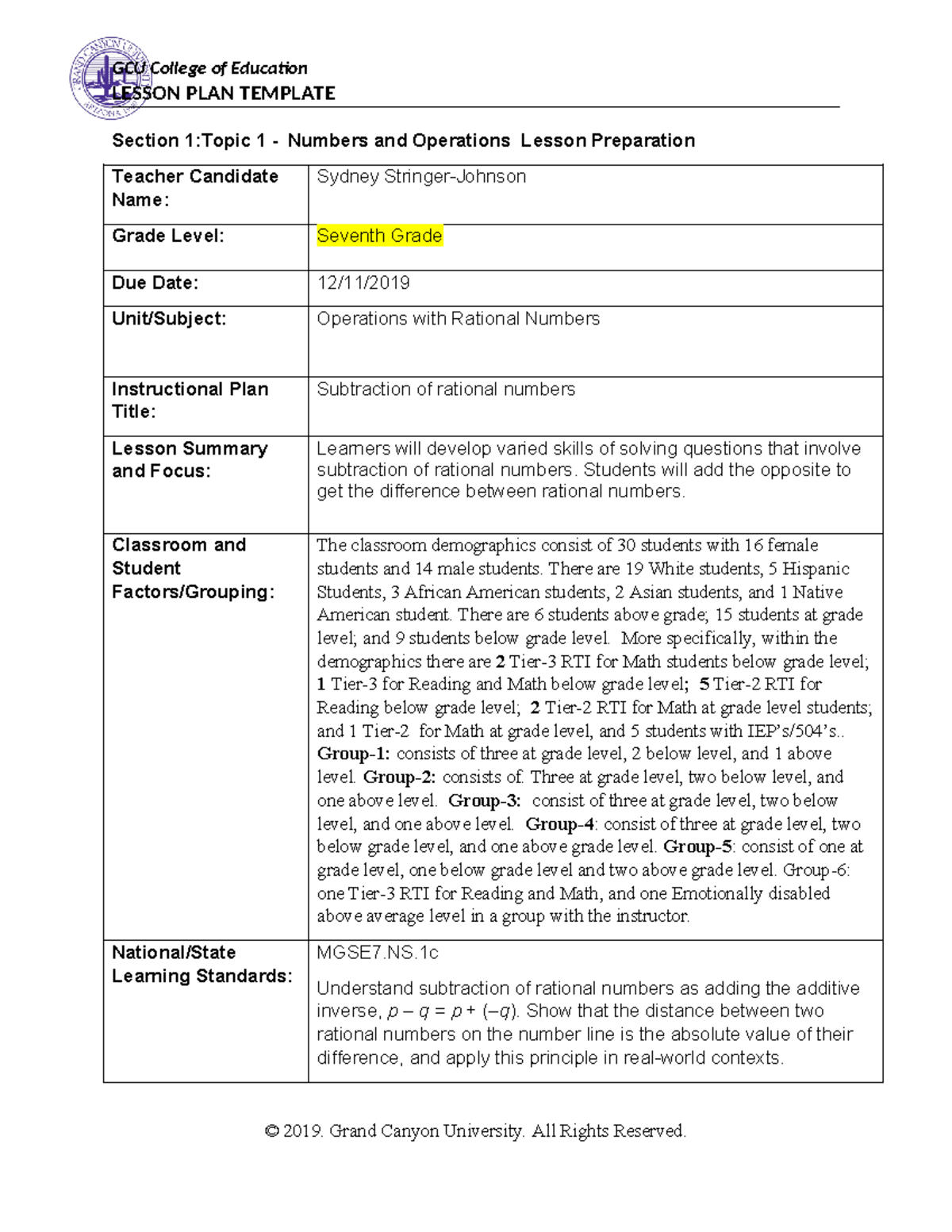 Answer 5 - well articulated response - LESSON PLAN TEMPLATE Section 1 ...