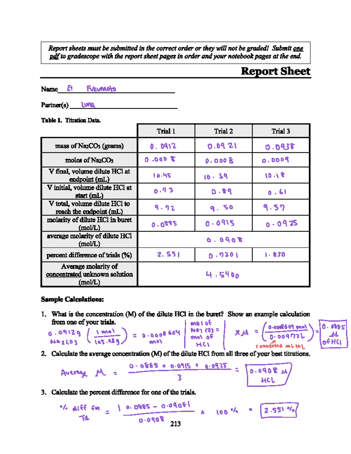 Acids Part B Report - lab 19.5/20 score - Ei Fukumoto Luna 0 0912 0 0 ...