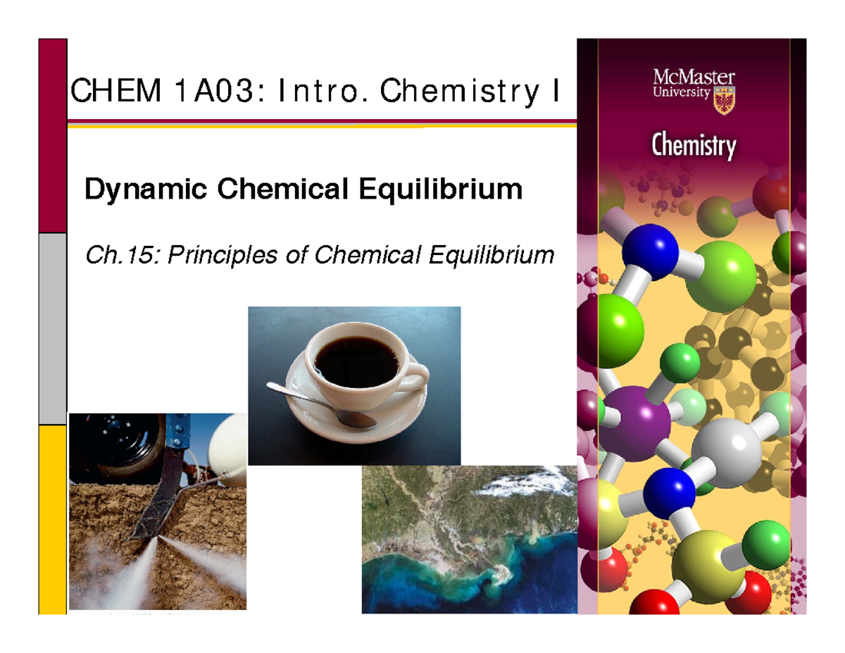 Chapter 15- Principles Of Chemical Equilibrium - CHEM 1A03: Intro ...