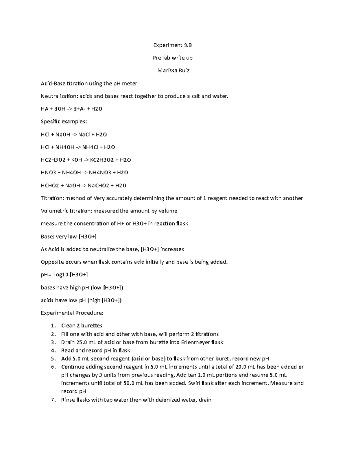 Exp9Bprelabwriteup gen chem II lab write up Experiment 9 Pre lab