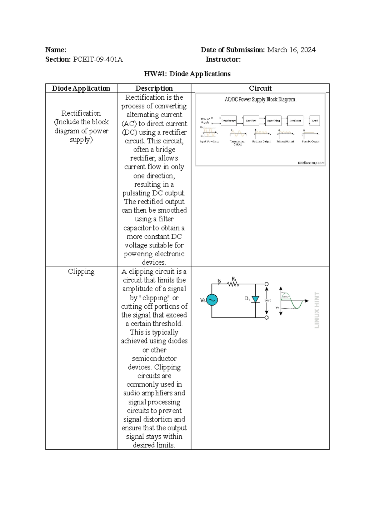 Assignment 1 in ECE - Use it for lecture - Name: Date of Submission ...