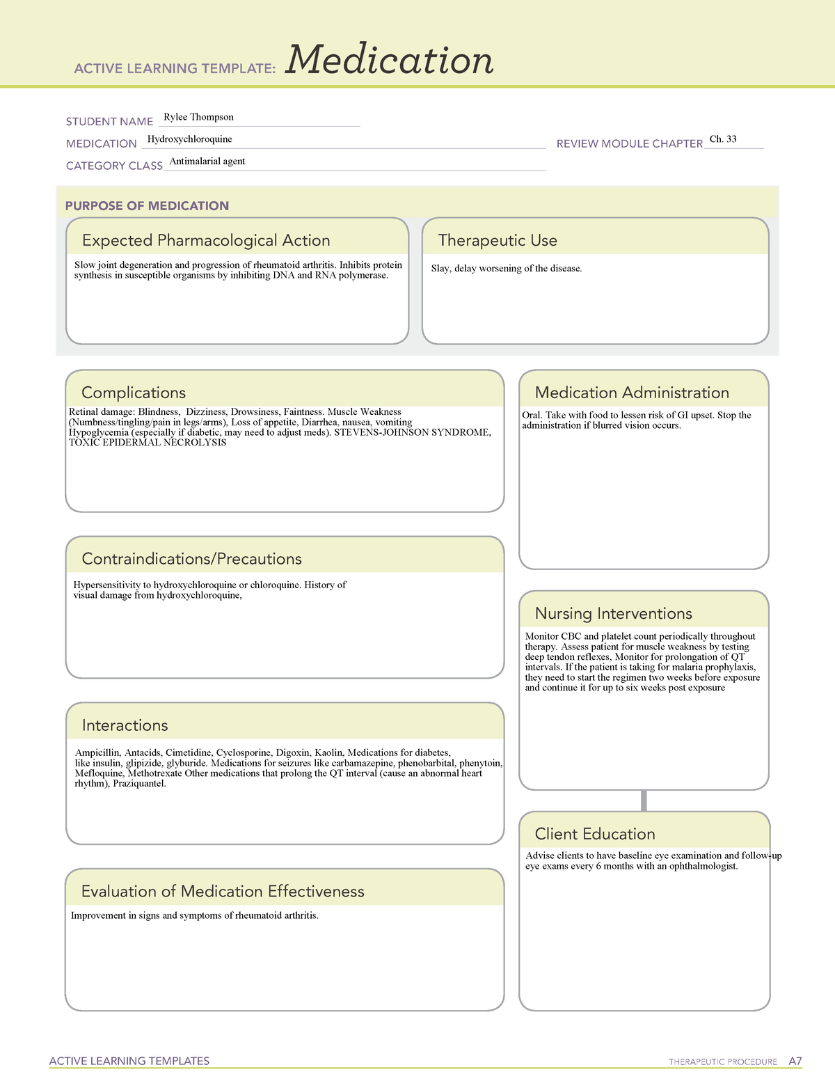 Hydroxychloroquine - Drug cards - ACTIVE LEARNING TEMPLATES THERAPEUTIC ...