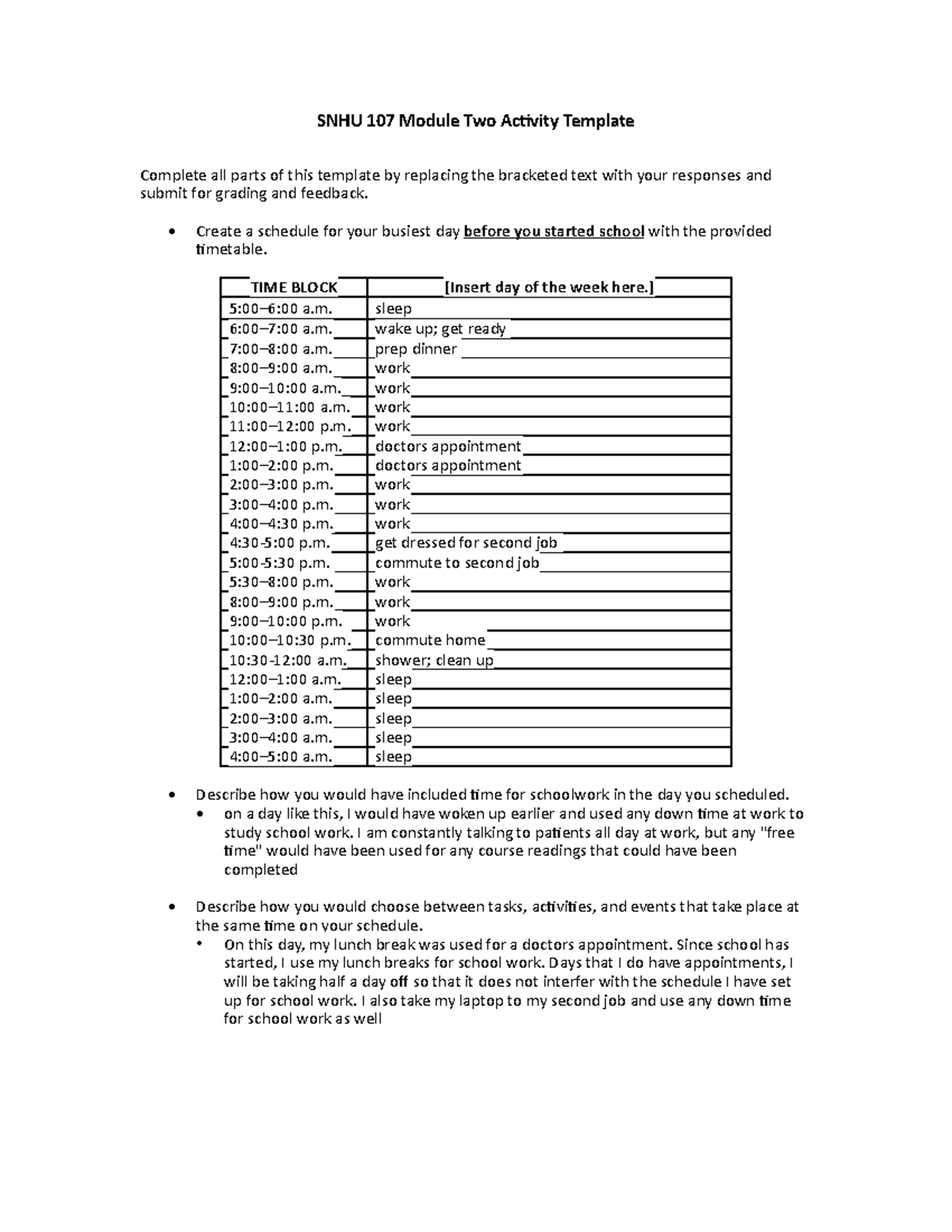 SNHU 107 Module Two Activity Template - SNHU 107 Module Two Activity ...