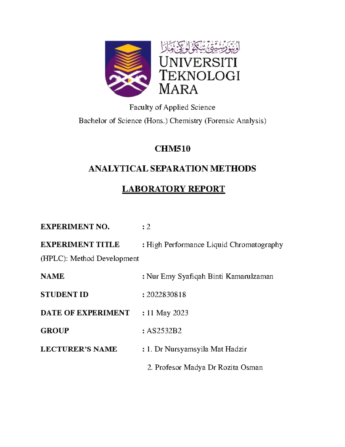 High Performance Liquid Chromatography (HPLC): Method Development ...