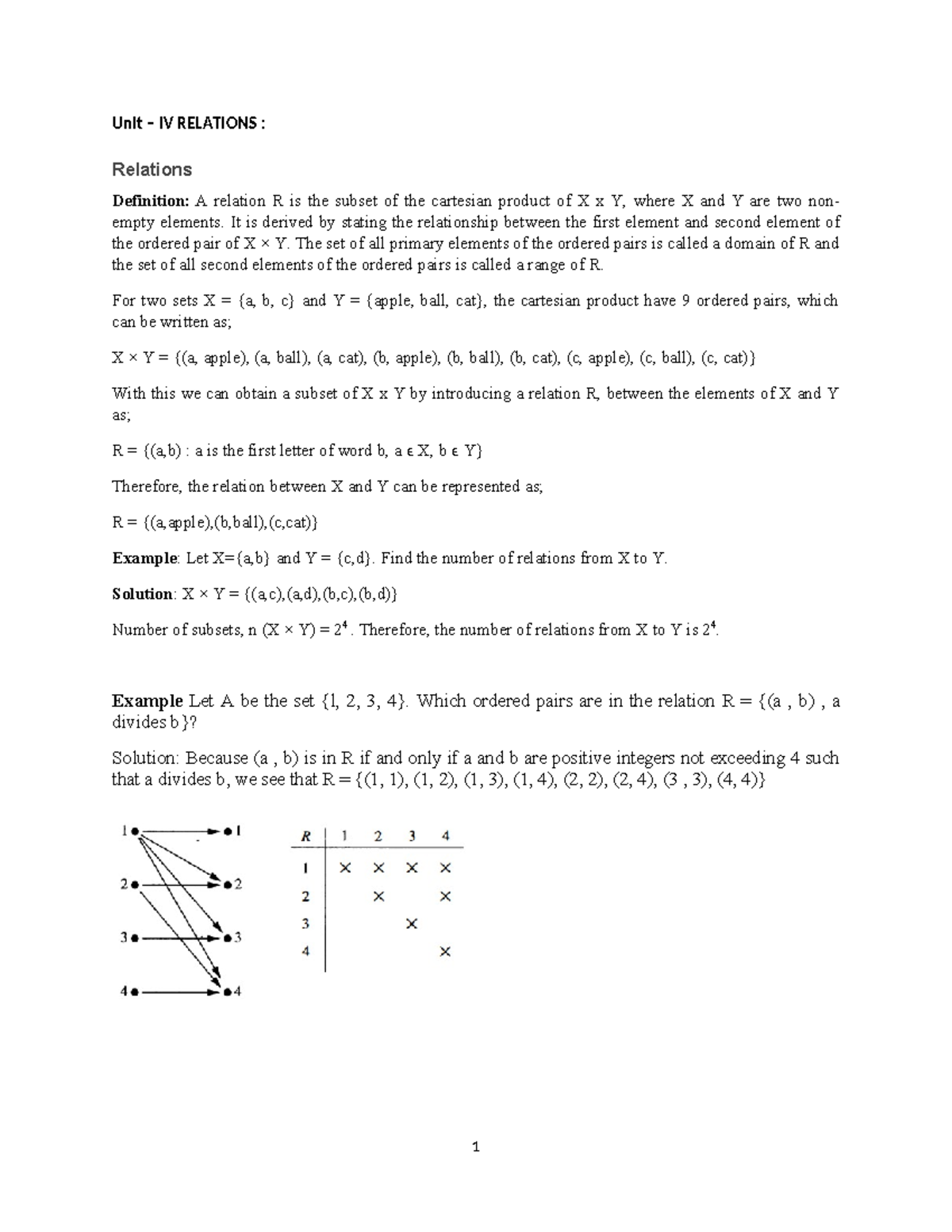 Unit IV Relations updated - Unit – IV RELATIONS : Relations Definition ...