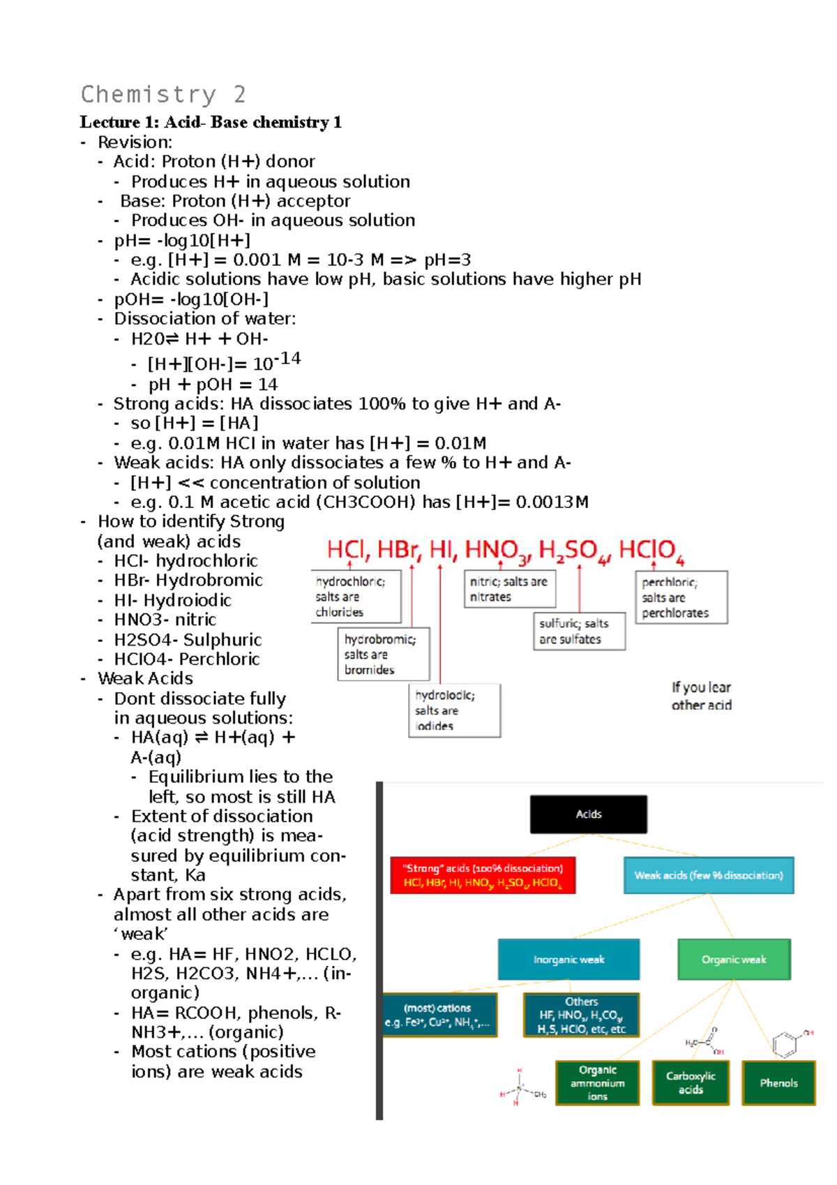 CHEM 2 - Lecture Notes 1-10 - Chemistry 2 Lecture 1: Acid- Base ...