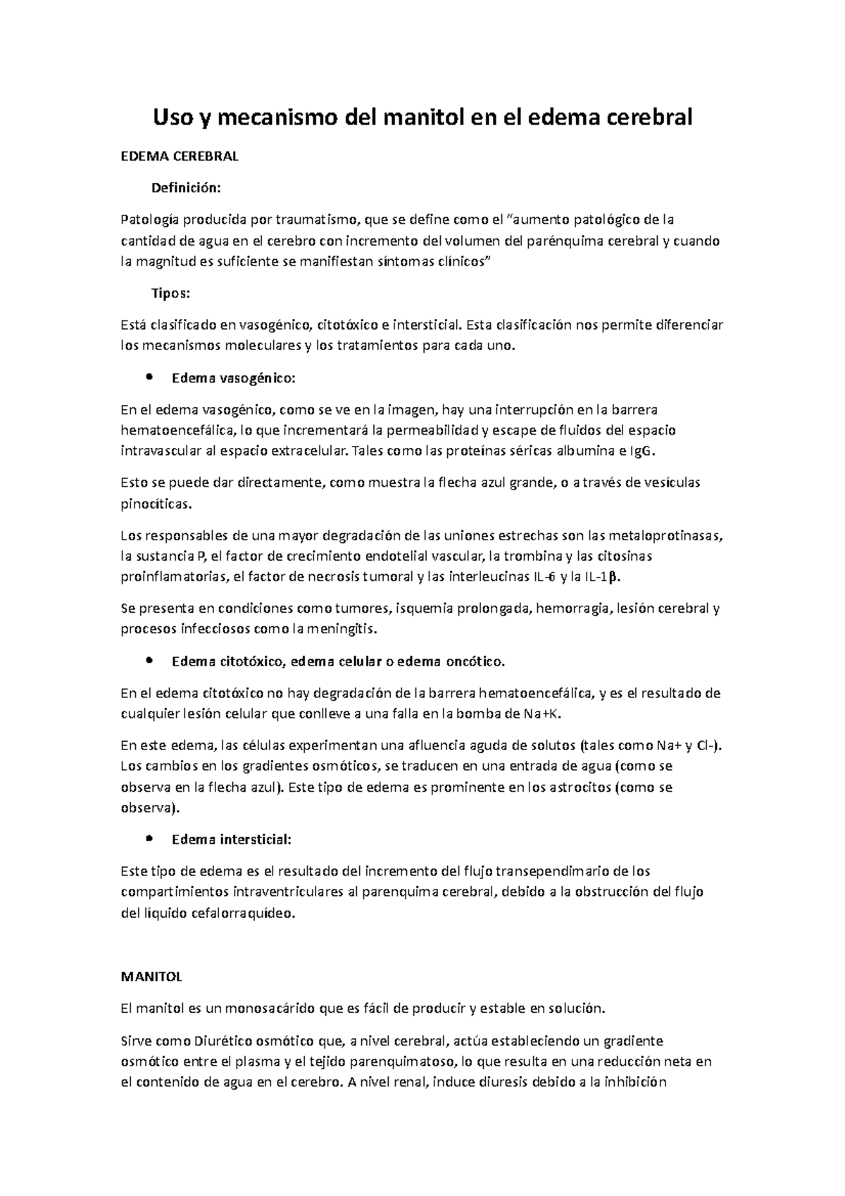 Uso y mecanismo del manitol en el edema cerebral - Esta clasificación ...