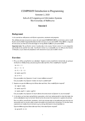 Week04 tutorial solutions - ISYS90088 Introduction to Application ...